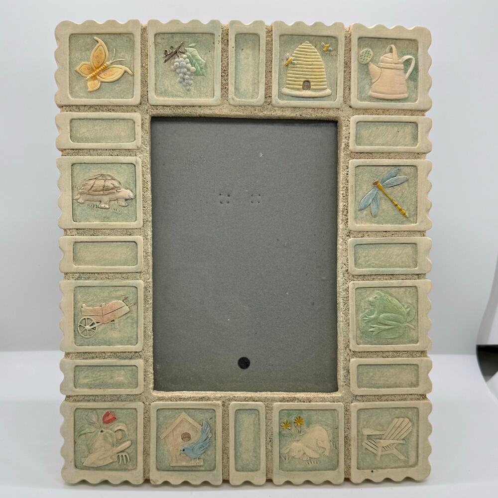 VTG Amor Malden Intl Hand Painted‎ Garden Ceramic 6x4 Picture Frame Cottagecore